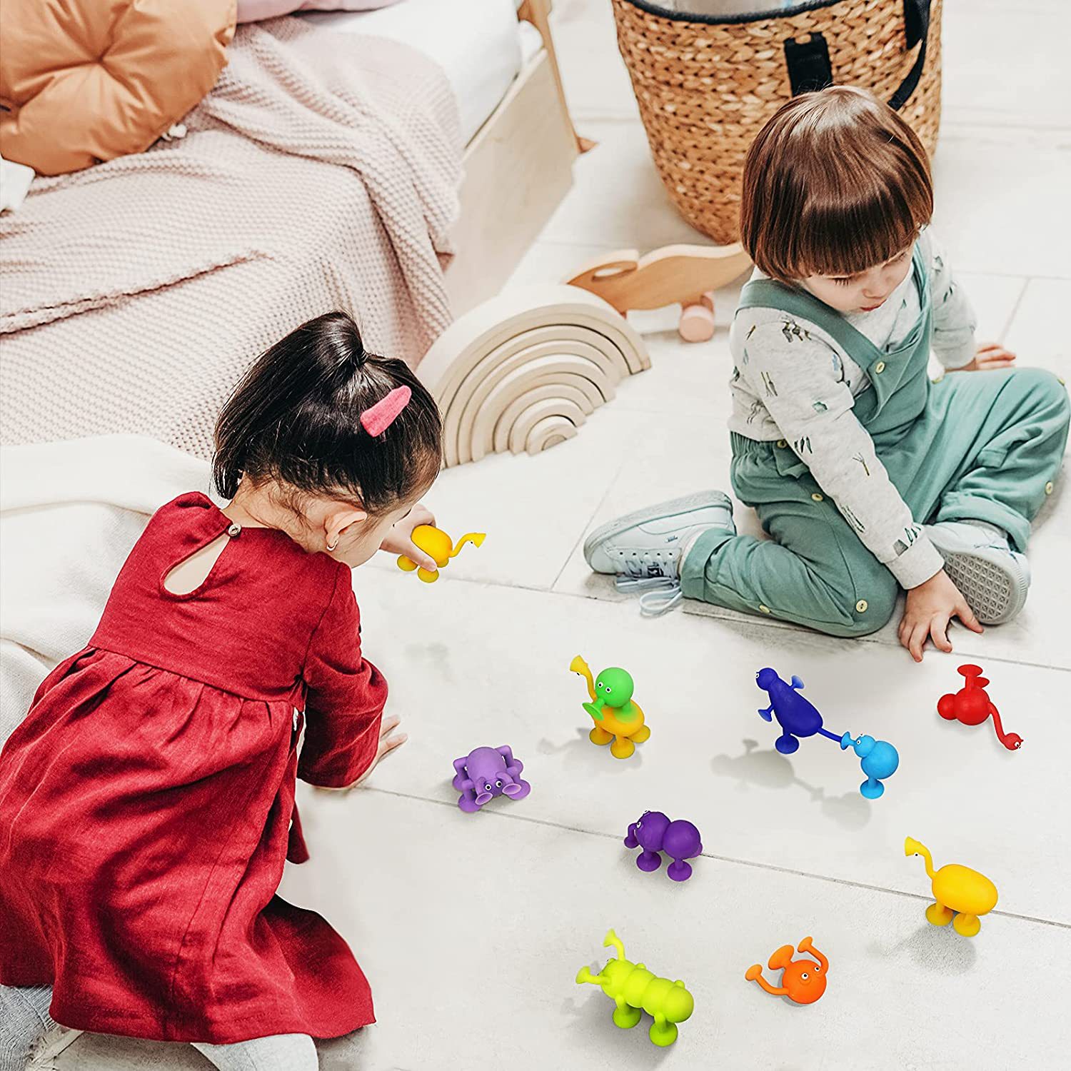 Cross-border Hot-selling Simulation Animal Sucker Doll Sticky Music Building Blocks Toy Family Interactive Play House Toy