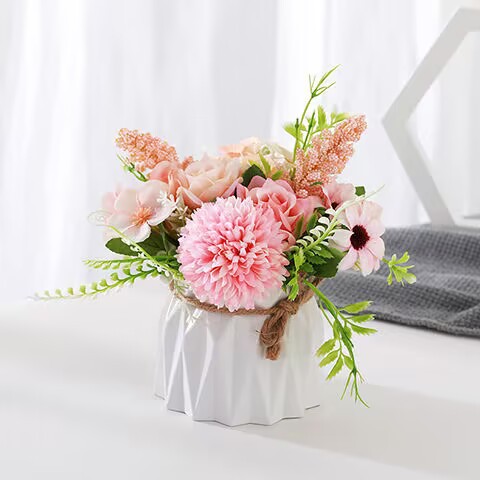 Factory wholesale creative hemp rope plastic vase artificial flower decorative flowerpot Candlestick decoration container cross-border wholesale