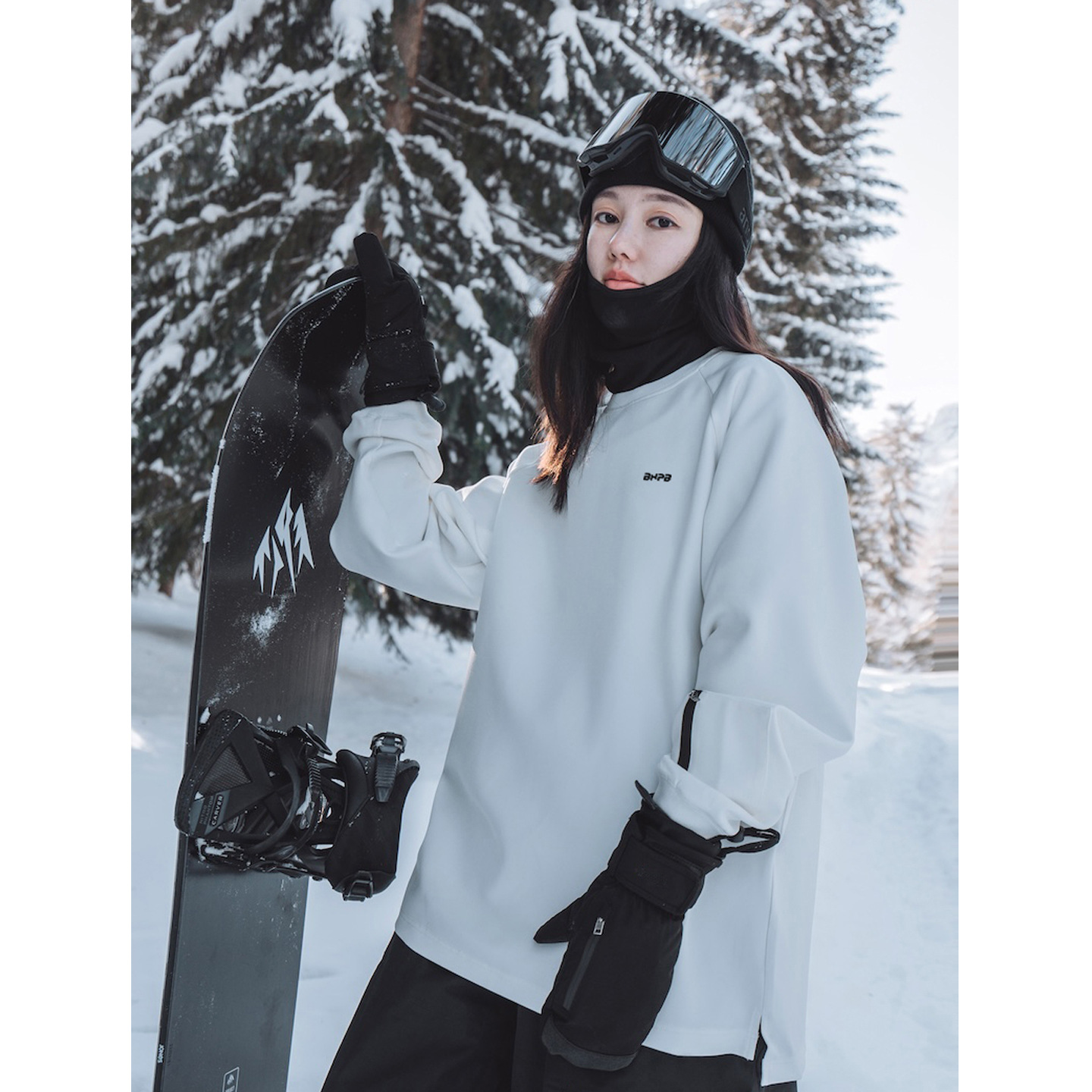 Bingdu [Белый водоотталкивающий свитшот] Новый профессиональный свитшот для лыж с бархатной теплой спортивной одеждой внутри