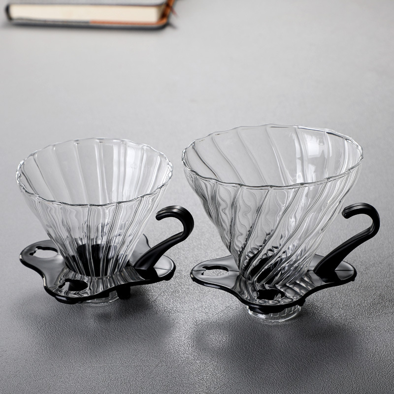 Стеклянная кофейная фильтровальная чаша V60 01/02 Стеклянный кофейник воронка Набор для ручного заваривания