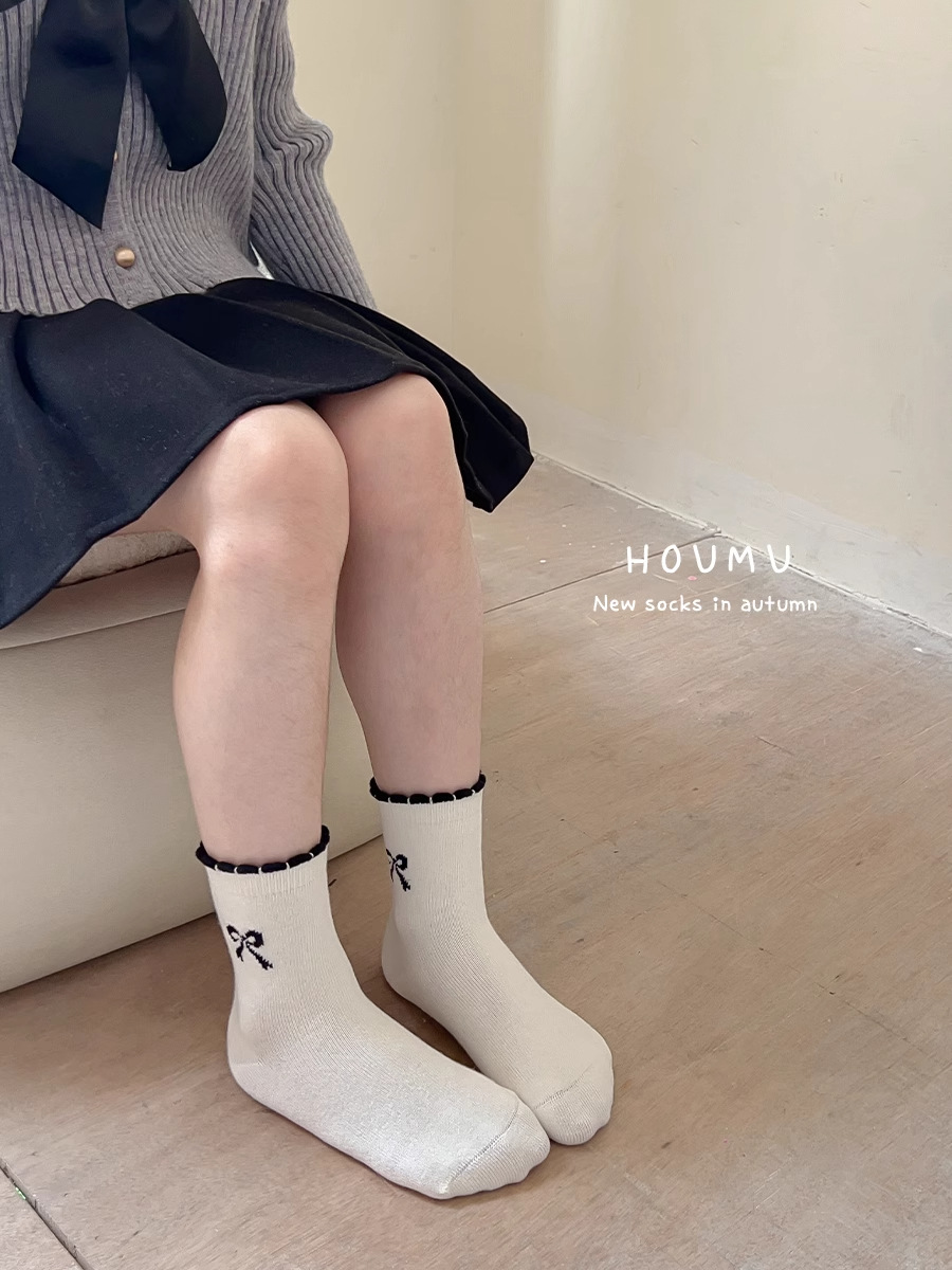 Children's socks wholesale factory direct ins girls bow polo lace socks Joker cute princess socks