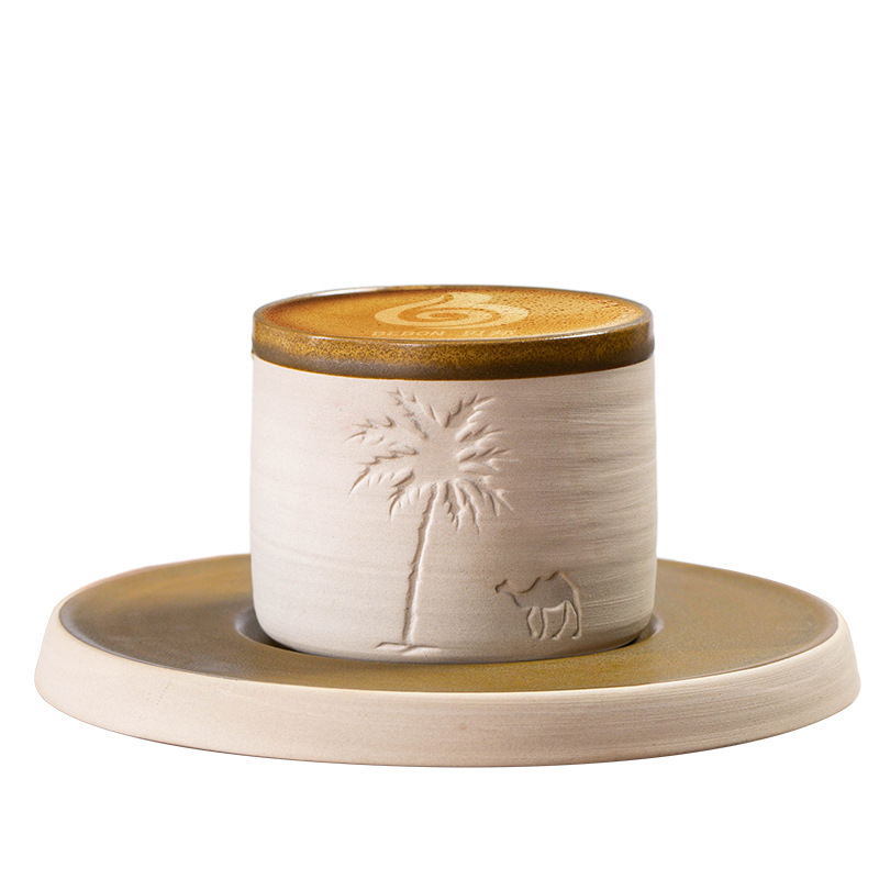 Middle East stoneware espresso cup creative ceramic hand-in-hand gift desert camel cup with FCM detection can be sent on behalf