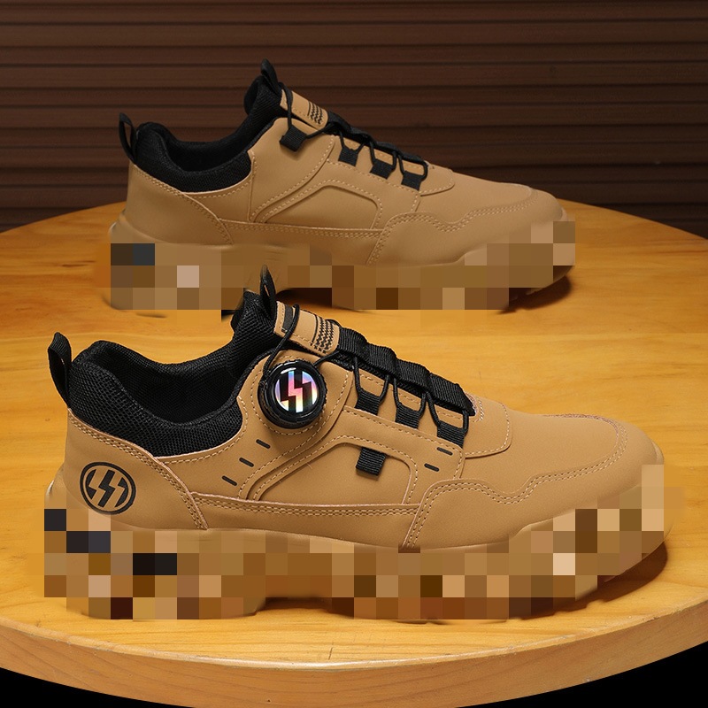 Men's Shoes 2025 Spring New Low-Cut One-Leg Rotating Button Sports and Leisure Trendy Shoes Outdoor Waterproof Work Shoes