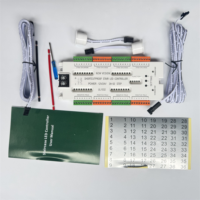 New English Smart Human Body Sensor Stair Light 32-Step Gradual Lighting Strip Step Anti-Short Circuit Controller