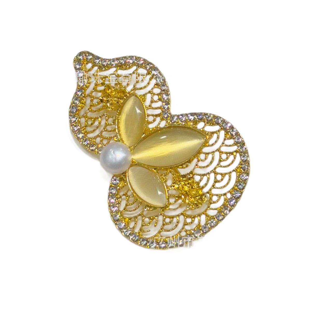 Finished Product: Natural Freshwater Pearl Gourd-Shaped Brooch, Alloy Women's Sweater Jacket, Elegant and Versatile Accessory, Light