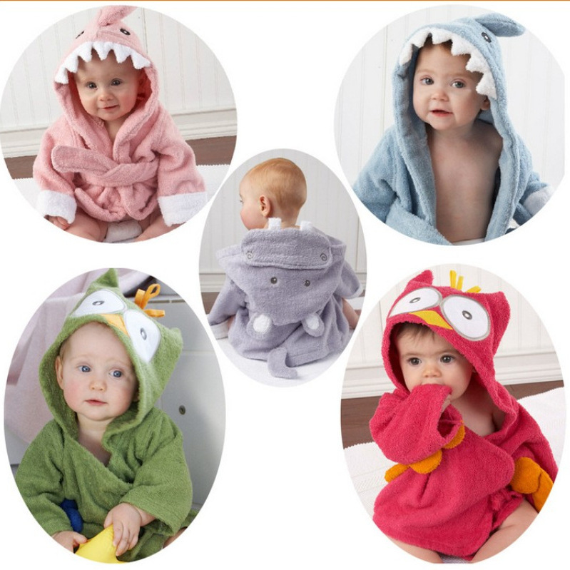 3 Size shark bath towel European and American baby cartoon bathrobe baby hooded foreign trade bath towel European size children bathrobe