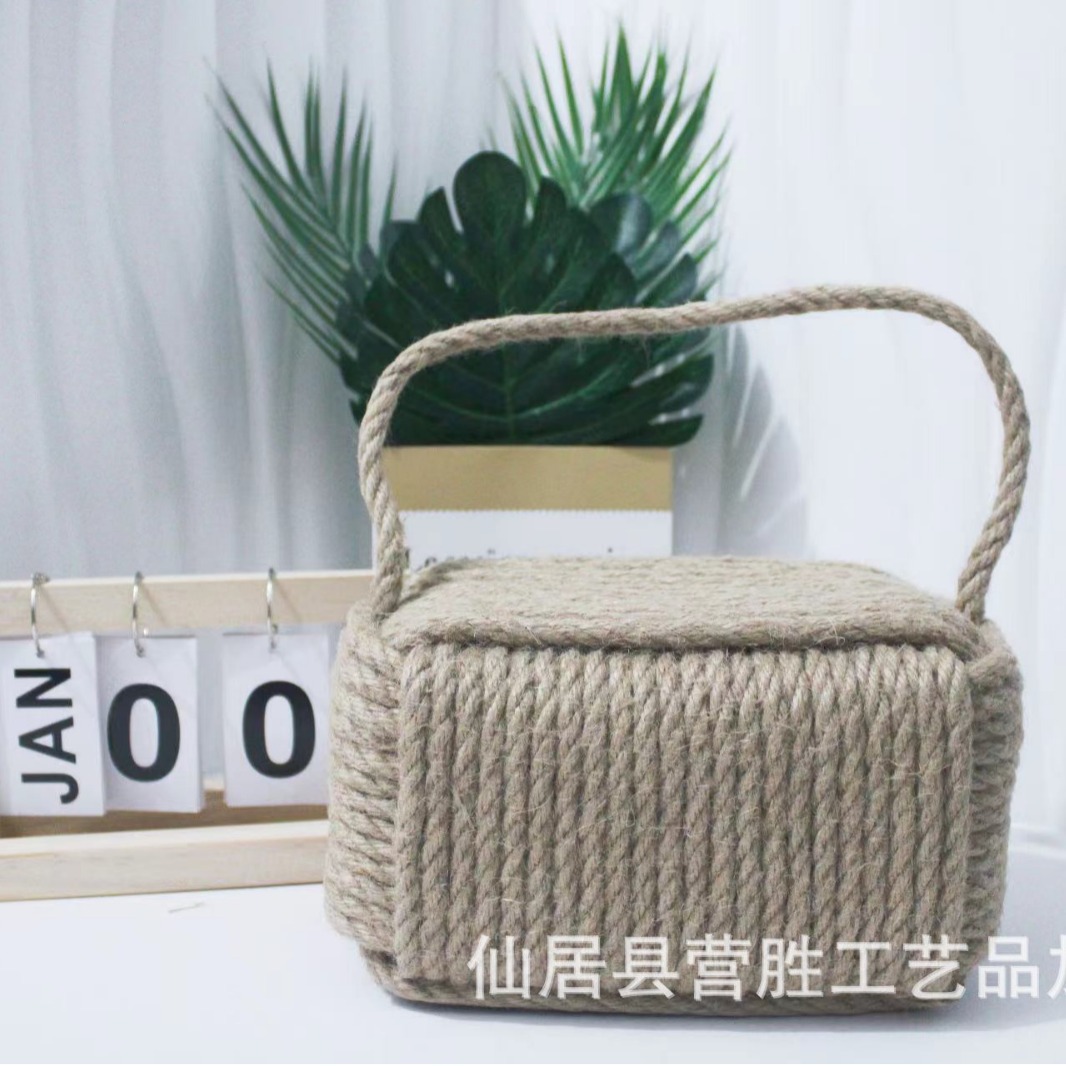 Cotton and Linen Rope Door Stopper, Cotton Rope and Linen Rope Rectangular Cuboid Door Stopper, Windproof Door Blocker, Door Stopper, Home Decoration Handmade