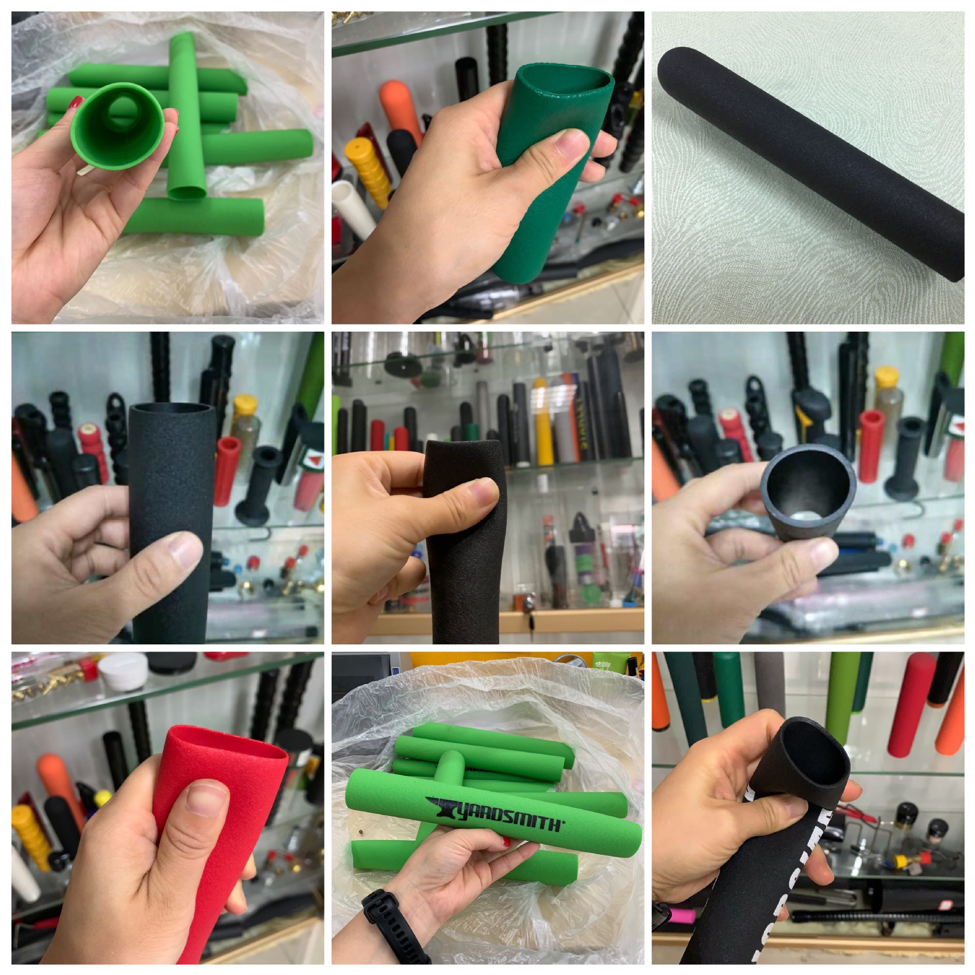 Factory customized double-pass gloves grip middle set pvc dip plastic handle smooth pockmarked rubber hand grip set