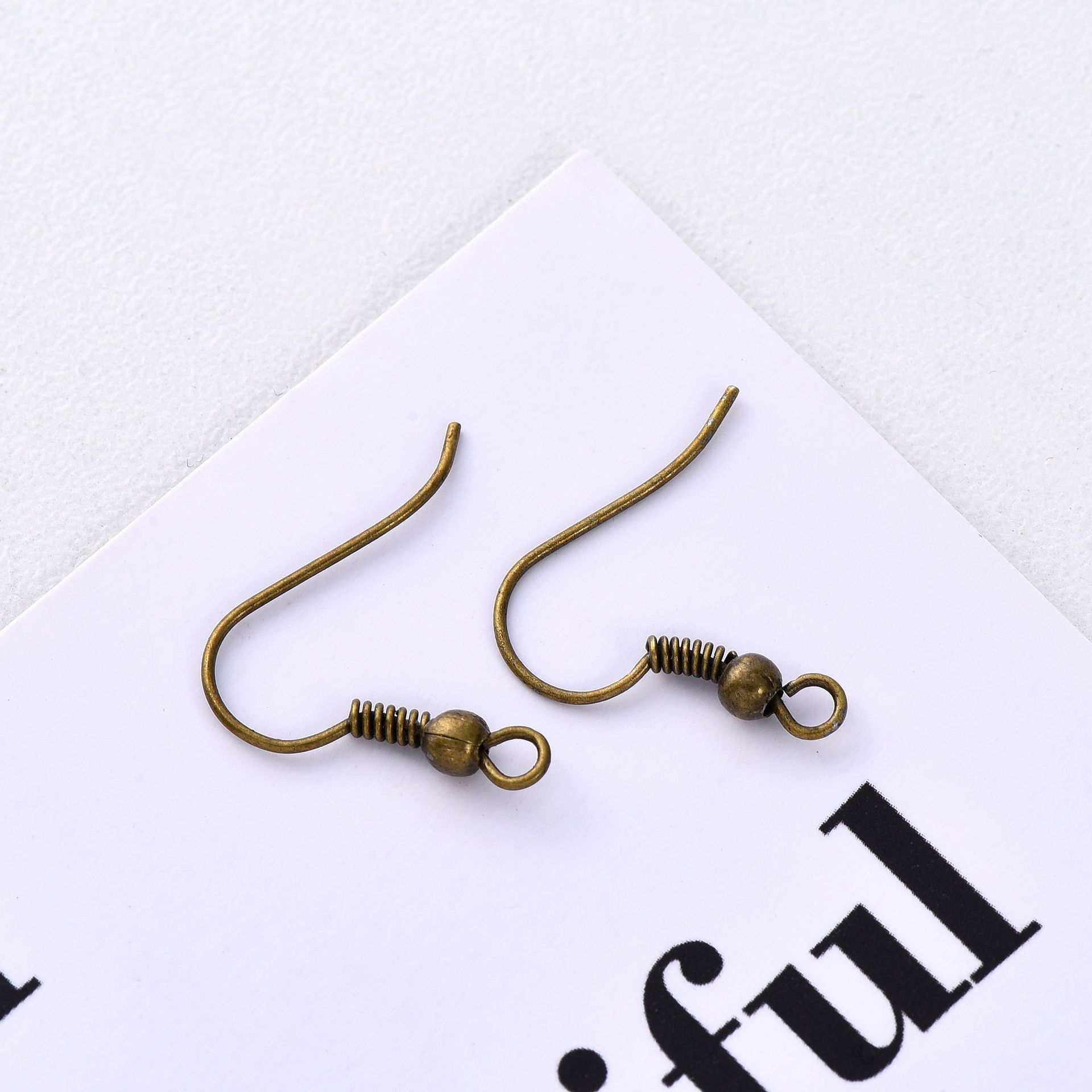 Japanese and Korean 16K Gold Color Ear Hook Spring Plus Ball Metal Big Ear Hook Handmade DIY Jewelry Accessories Earrings Gold