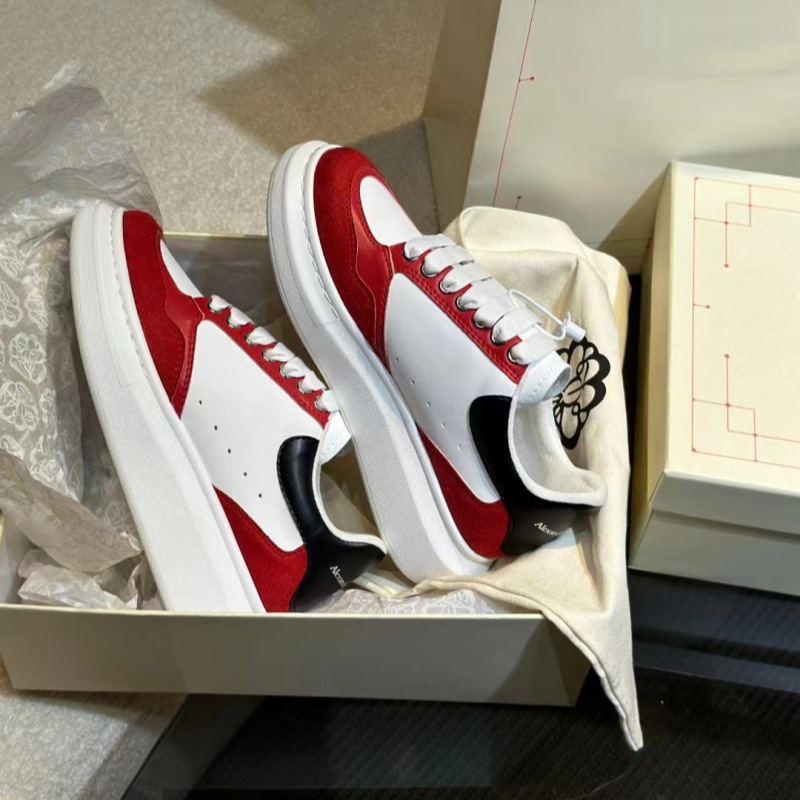 High version McQueen leather White shoes men's height increasing platform all-Match platform shoes women's 24 casual sports couple Board Shoes