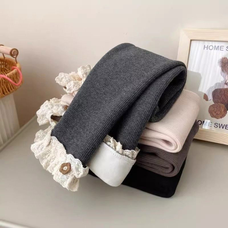 Леггинсы с флисовой подкладкой для девочек, осенние и зимние, теплые брюки для детей