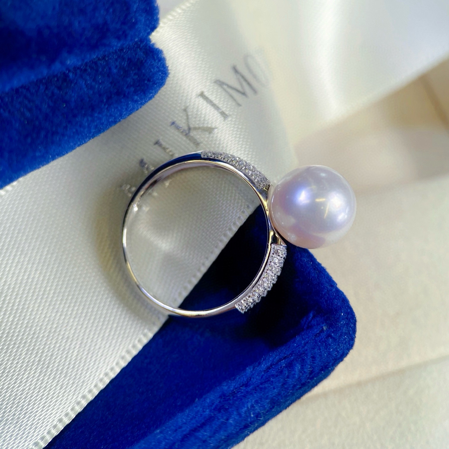 Platinum Pt900 Accessories Diamond Ring D0.25Ct Thick Gold Texture Picture with 9-10mm Beads Without Beads