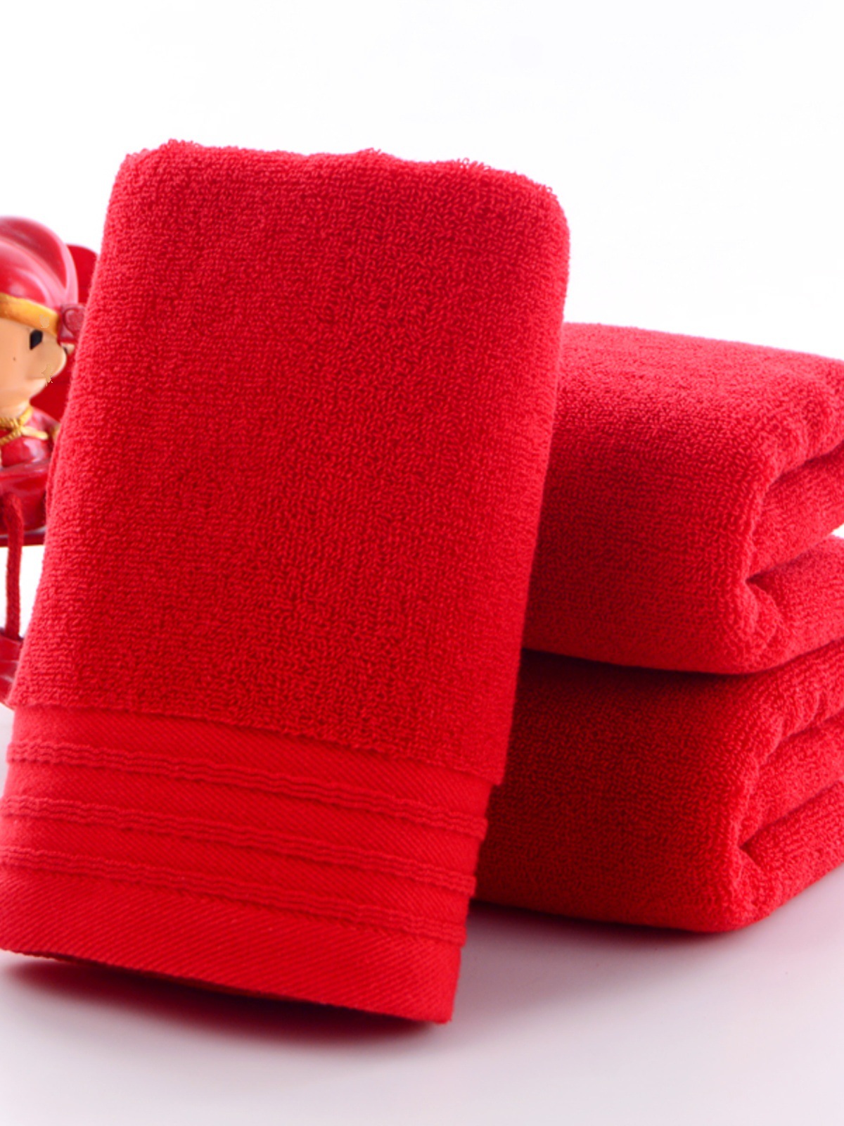 Pure Red Towel Pure Cotton Wordless Full Moon Housewarming Filial Piety Return Gift for the Year of Life Home Wash Face Bath Towel Wedding