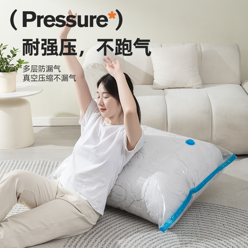 Transparent Blue Vacuum Compression Bag Storage Bag Hand Roll Vacuum Travel Down Jacket Quilt Moving Storage Bag
