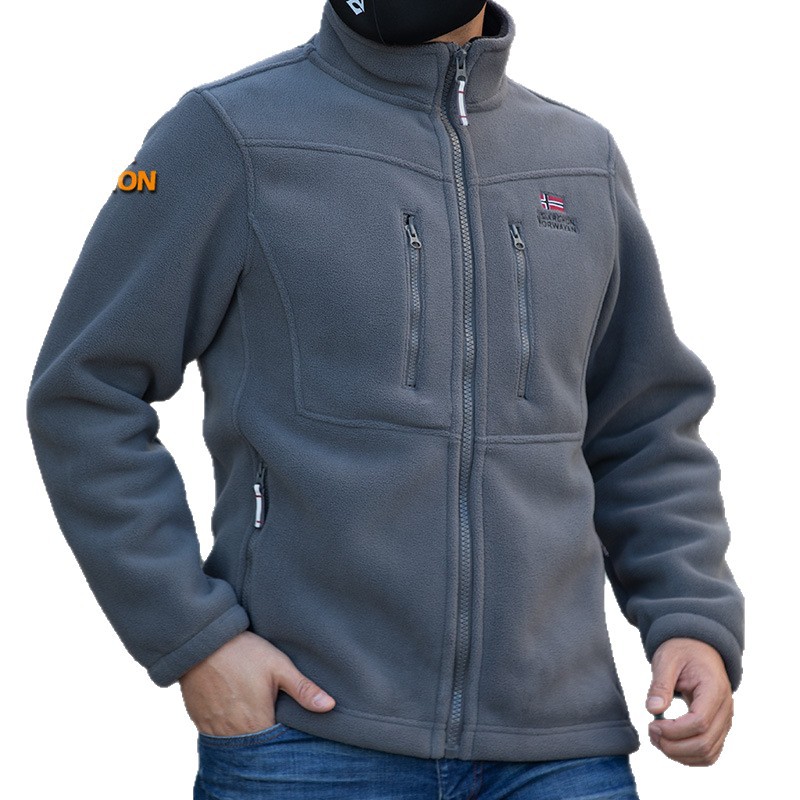 Angken Winter Outdoor Tactical Nuowei Fleece Jacket for Men, Thickened and Fleece-Lined, Mountaineering and Hiking Stand-Up Collar Jacket