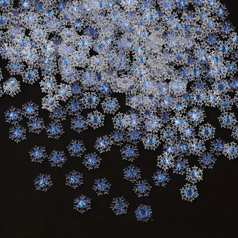 Cross-Border Popular Christmas Ice Transparent Snowflake 8mm Resin Nail Art Jewelry Flash Diamond White Snowflake Nails DIY Wearable Nails