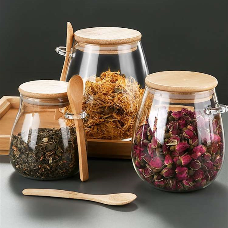 Large-Capacity Transparent Grain Jar Snack Storage Glass Sealed Jar with Spoon Tea Jar Grain Storage Jar Tea Jar