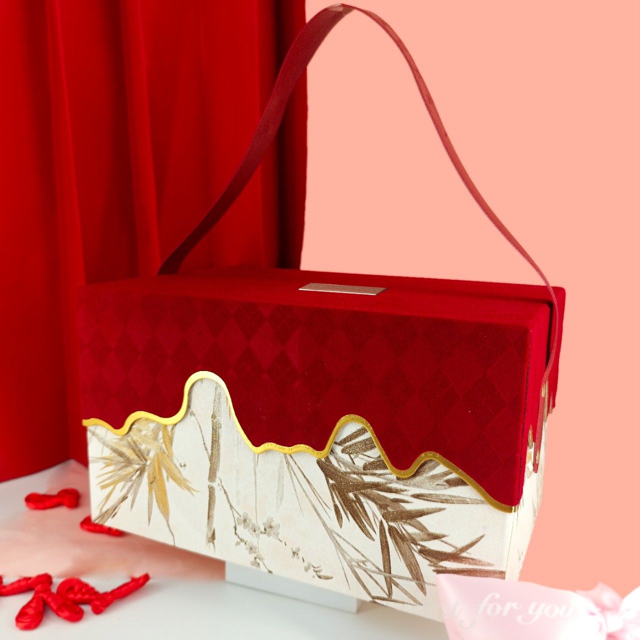 Коробка для свадебных подарков с красным ромбовидным узором от Shanhe Zhuyun, популярная на Xiaohongshu и Douyin, пустая коробка для свадебных конфет