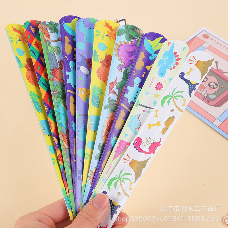 Cross-Border Dinosaur Print Slap Bracelet Pvc Cartoon Animal Slap Bracelet Wristband Amazon Combination Bracelet