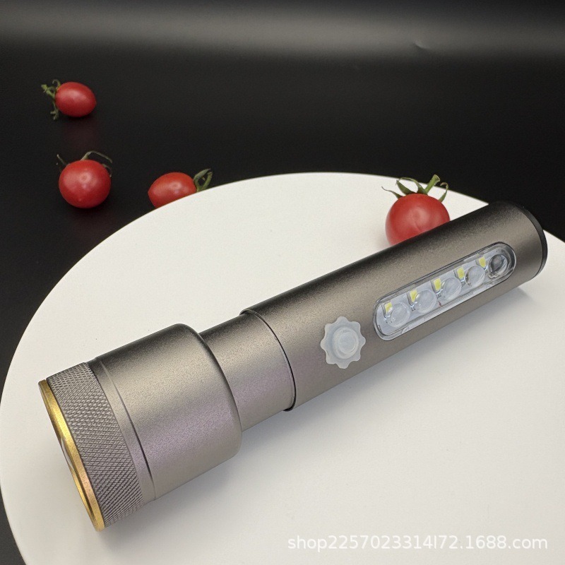 Foreign trade for multi-function flashlight aluminum alloy with side lights lithium battery USB-Type-c charging