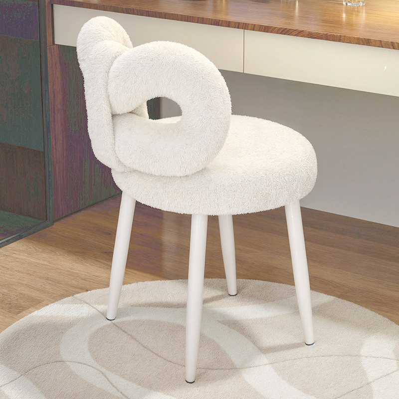 Makeup Chair for Girls' Bedroom, Modern Minimalist Dressing Table Stool, Light Luxury Manicure Lift Bow Backrest Chair