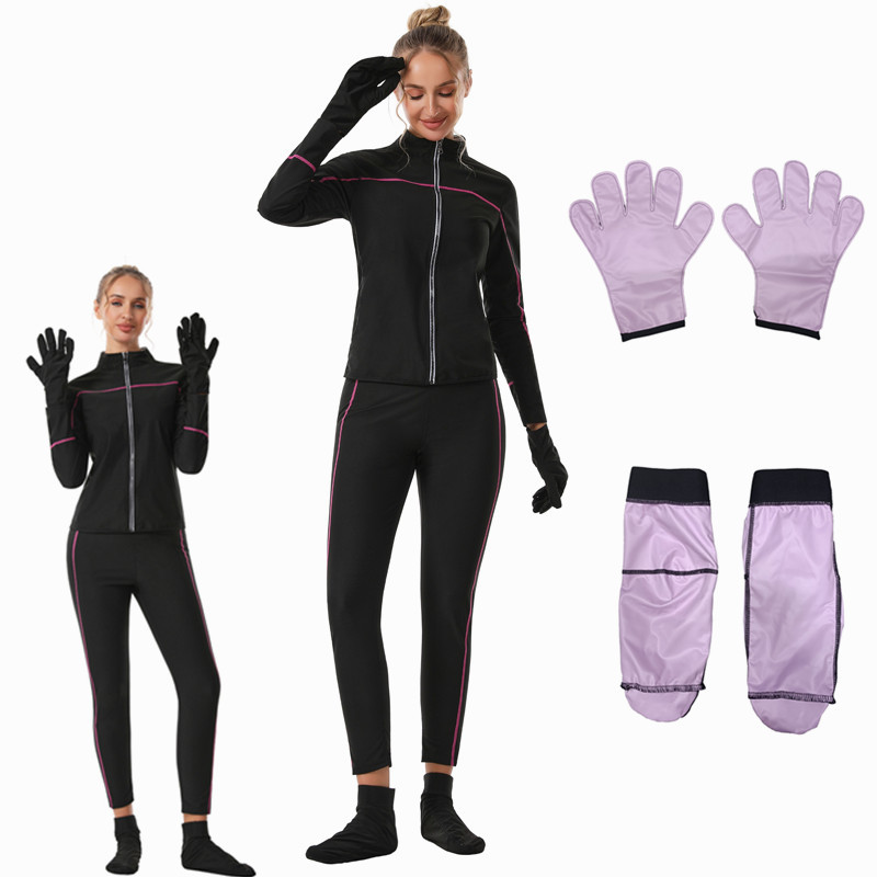 Cross-Border Sports Shapewear High-Waist Tummy Control Yoga Tights Suit Sauna Sweat Suit Zipper Long-Sleeved Turtleneck Suit