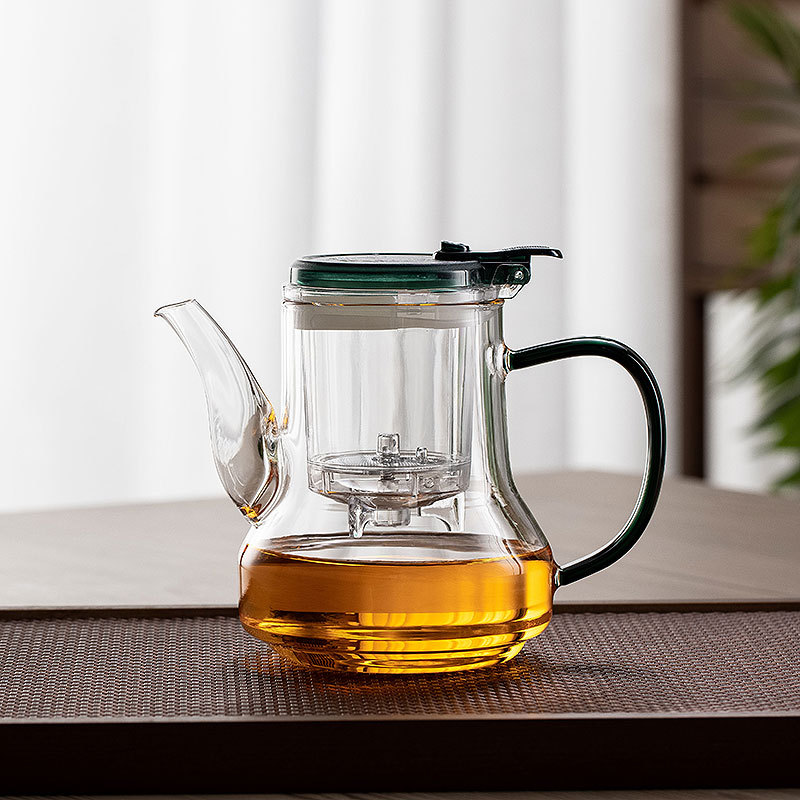 High temperature resistant household piaoyi pot tea separation tea set tea filter advanced smoky gray high boron glass tea maker
