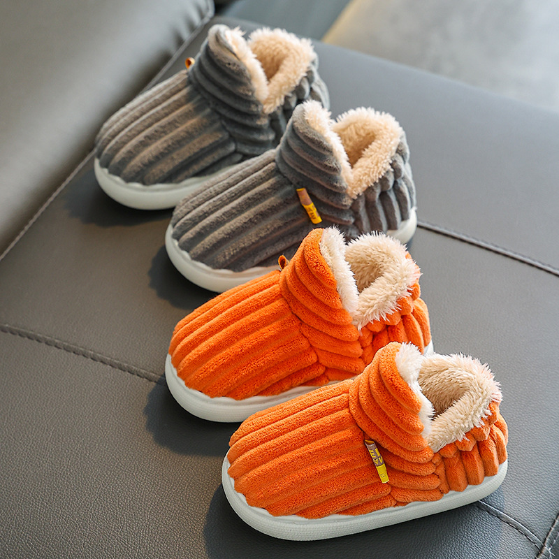 Children's Cotton Slippers Winter Boy Baby Bag Heel 1-3 Years Old 2 Warm Indoor Home Kidsren Female Cotton Shoes Furry Shoes