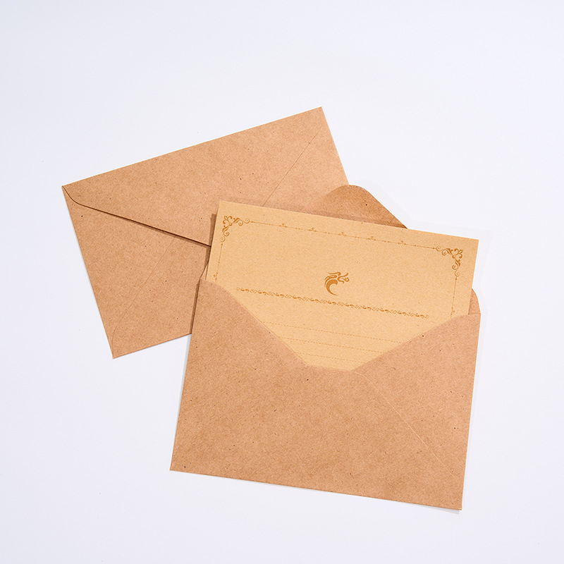 Cross-Border Supply Mini Kraft Paper Envelopes European-Style Thickened Adhesive Envelopes Letter Paper in Stock Wholesale Envelope Bags