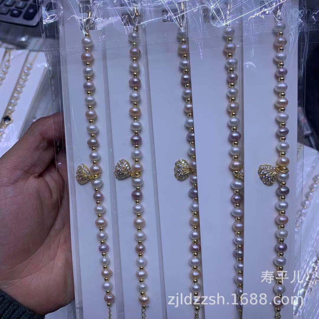 Браслет из пресноводного жемчуга натуральный настоящий жемчуг разнообразие оптовых корейских версий браслета для подарка девушкам не тускнеет