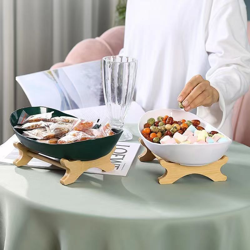 Cross-Border Multi-Layer Fruit Plate European-Style Dried Fruit Plate Bamboo Wooden Frame Household Snack Plate Candy Tray Fruit Basket