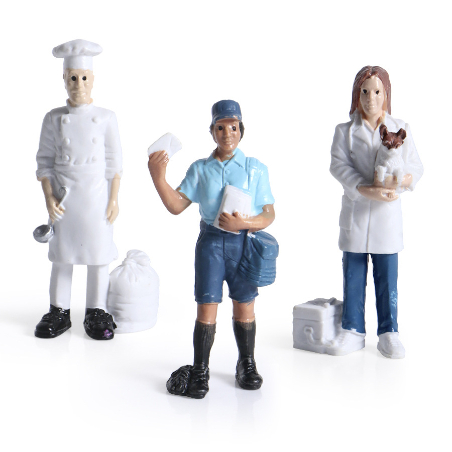 Simulation character model chef police fireman professional suit doll model toy static hand-made ornaments