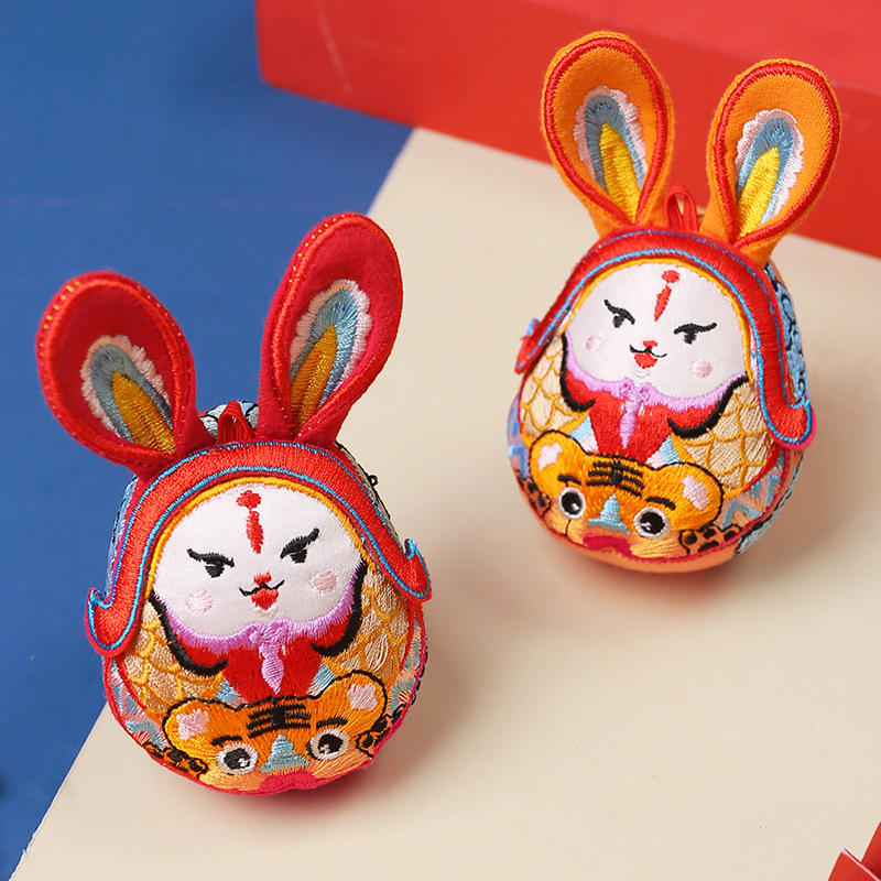 ручной работы мастер兔ик национальный стиль год兔ика игрушки украшения подвеска бизнес подарок нематериального наследия талисман кукла ручной работы