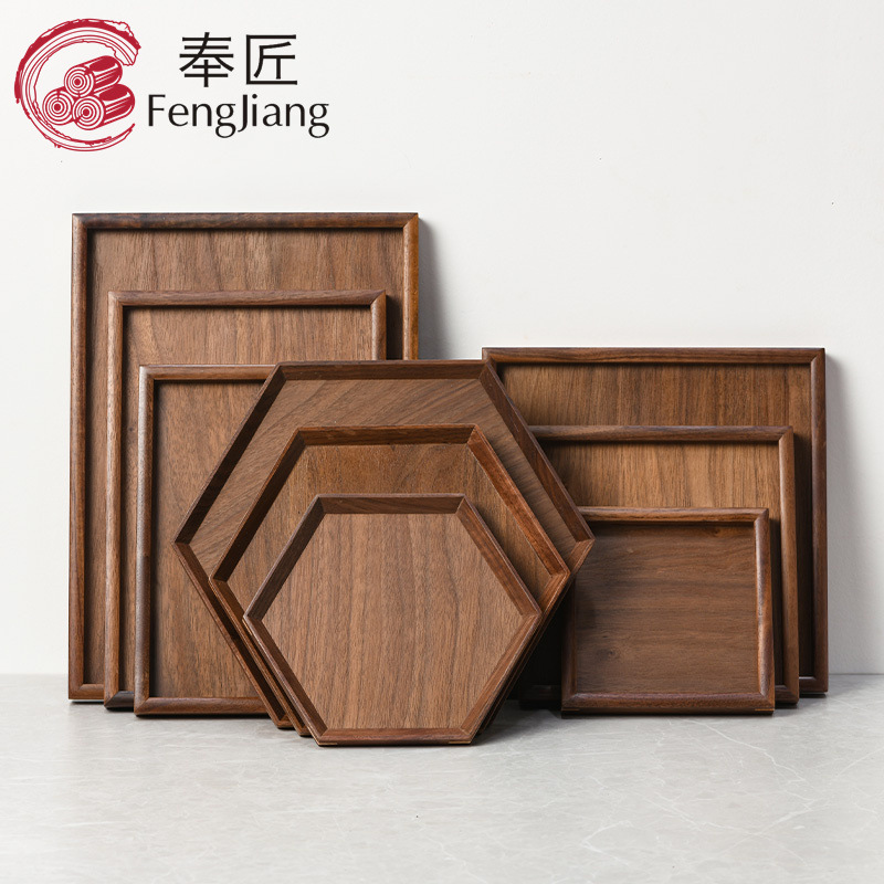 Прямоугольный поднос из черного ореха, деревянный, для фруктов