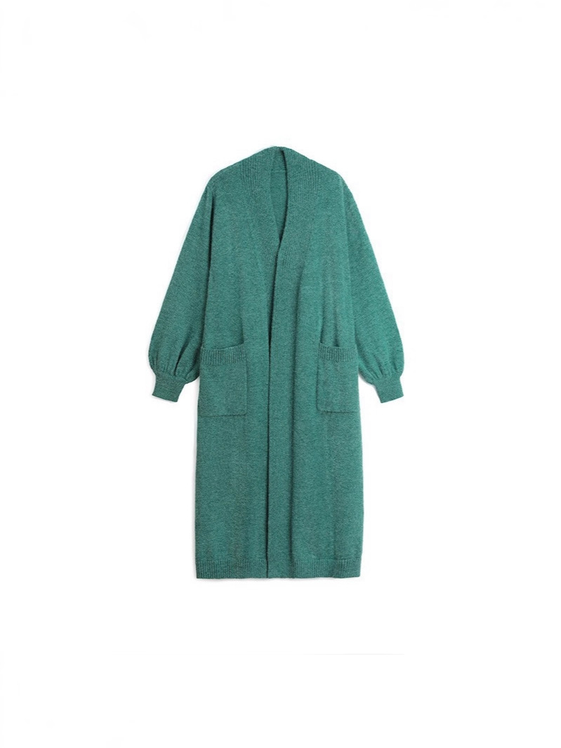 Autumn and Winter Women's Thickened Heavy Woolen Cardigan Long Outwear Pure Color Loose Large Size Sweater Women's Processing and Customization