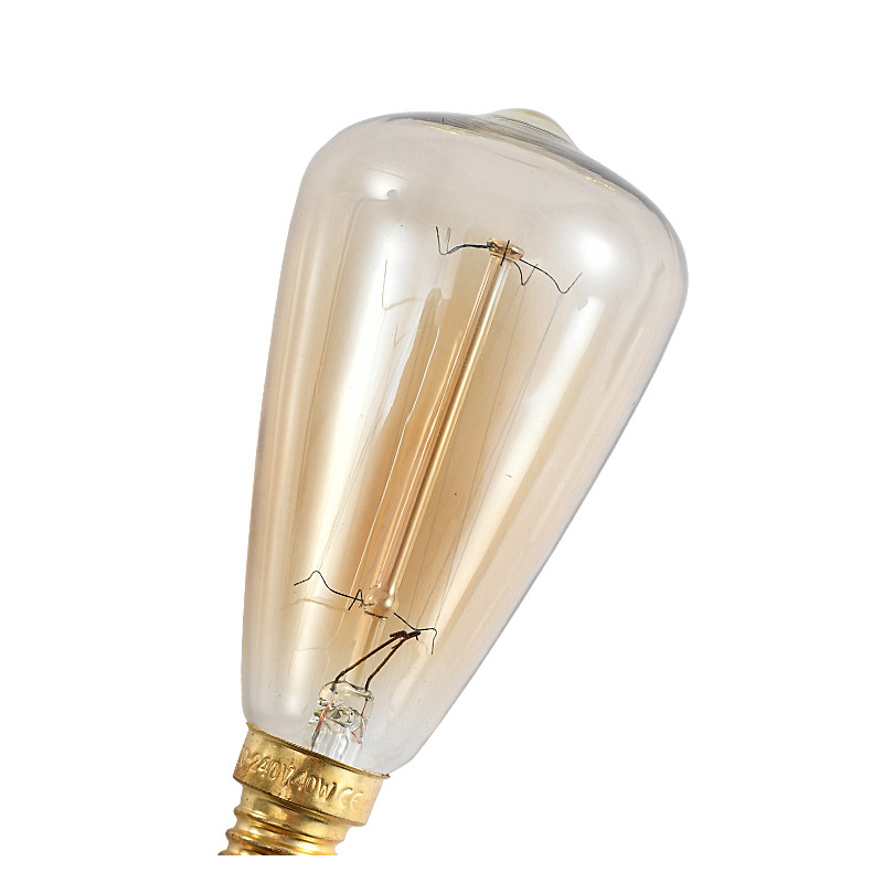 [St48 Nipple-Straight Silk] Edison Retro Bulb E14/E12/E27 Screw Fireworks Dimmable Bulb