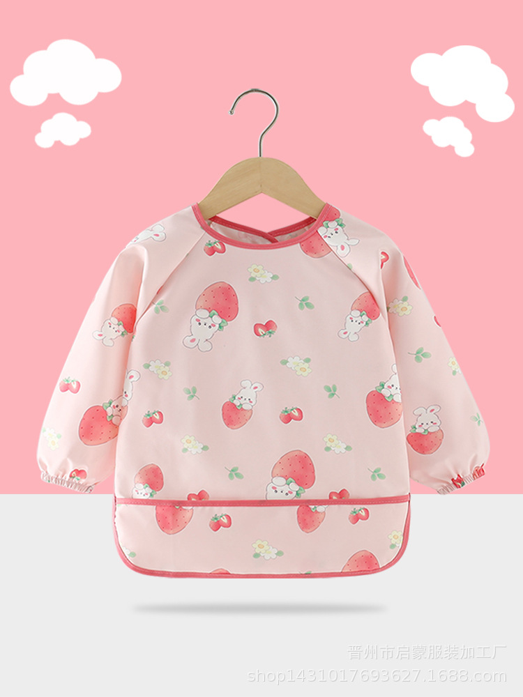 Overalls Baby's Food Bib Waterproof and Oil-proof for Boys and Girls Autumn and Winter Reverse Dressing Children's Long Sleeve Apron Baby's Food Pocket