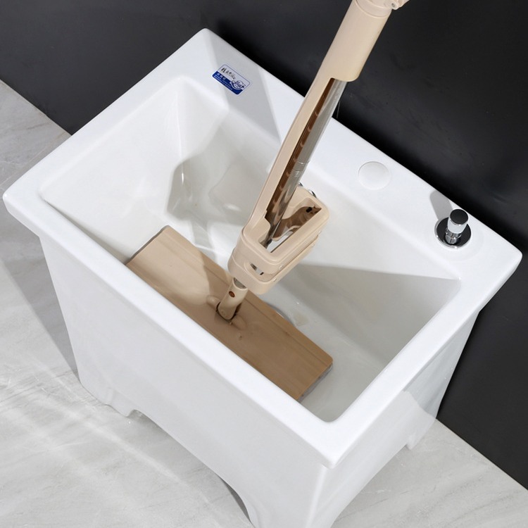 Household Balcony Large Ceramic Mop Pool High Foot Mop Pool Outdoor Deepening Mop Pool with Tap Mop Basin