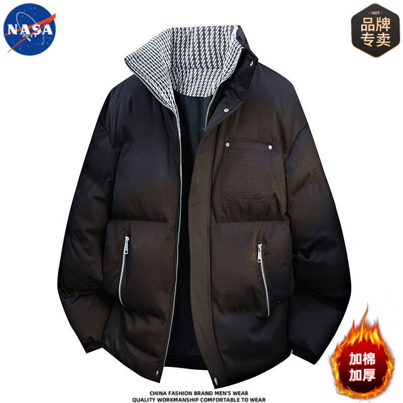 Зимняя теплая хлопковая куртка Nasa для мужчин, стойка, свободный крой, цветная блокировка, качественное хлопковое пальто, хлопковая куртка для пар