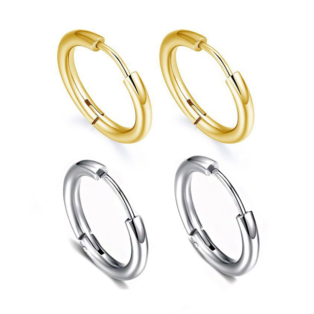 Кросс-граничные высококачественные серьги из титаново-стали, не выцветающие, простые и элегантные, круглые ювелирные изделия из нержавеющей стали оптовая продажа пирсинга