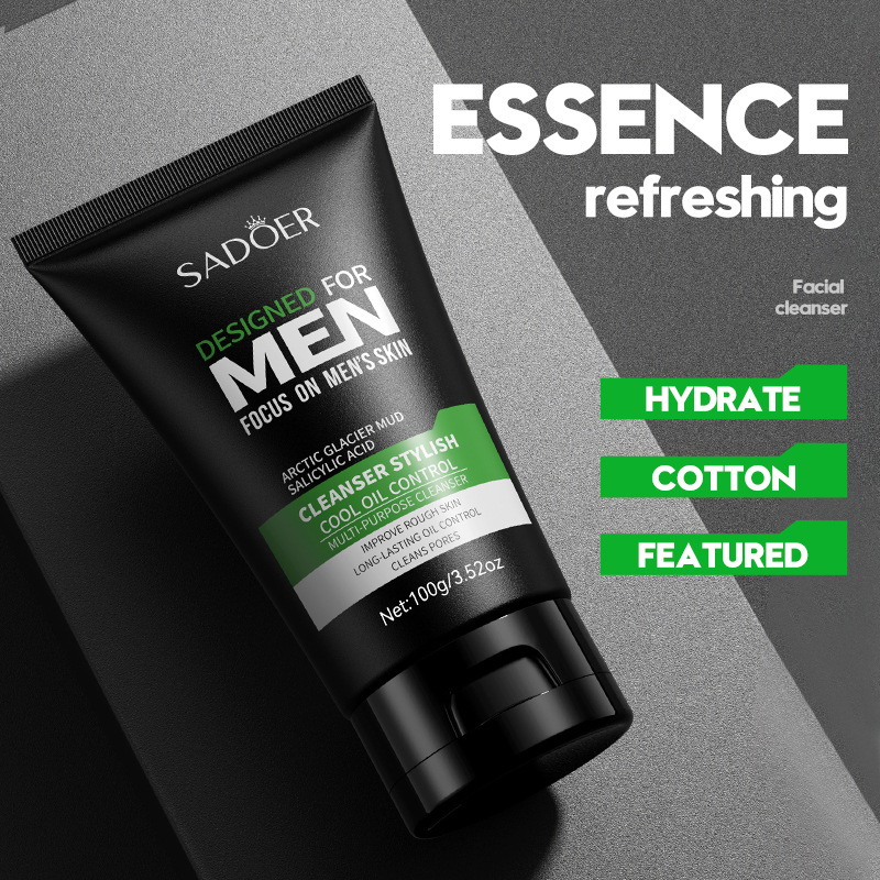 English SADOER Multi-Effect facial cleanser oil control acne removal facial cleansing men's facial cleanser cross-border foreign trade Wholesale