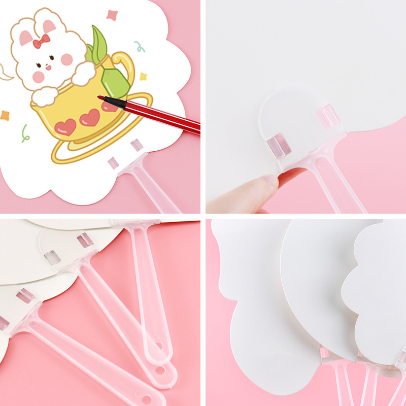 Spot children DIY painting fan hand-painted blank paper fan cartoon coloring graffiti fan reward stationery wholesale