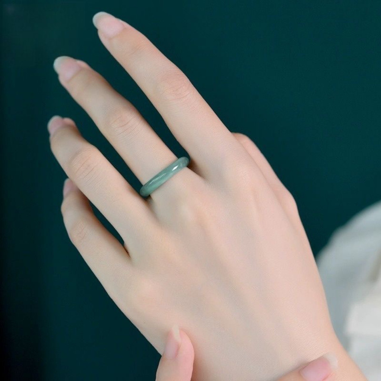 Blue Water Jade Ring for Women and Men, Ice Type, Guatemala, Niche Plain Ring, Jade Tail Ring