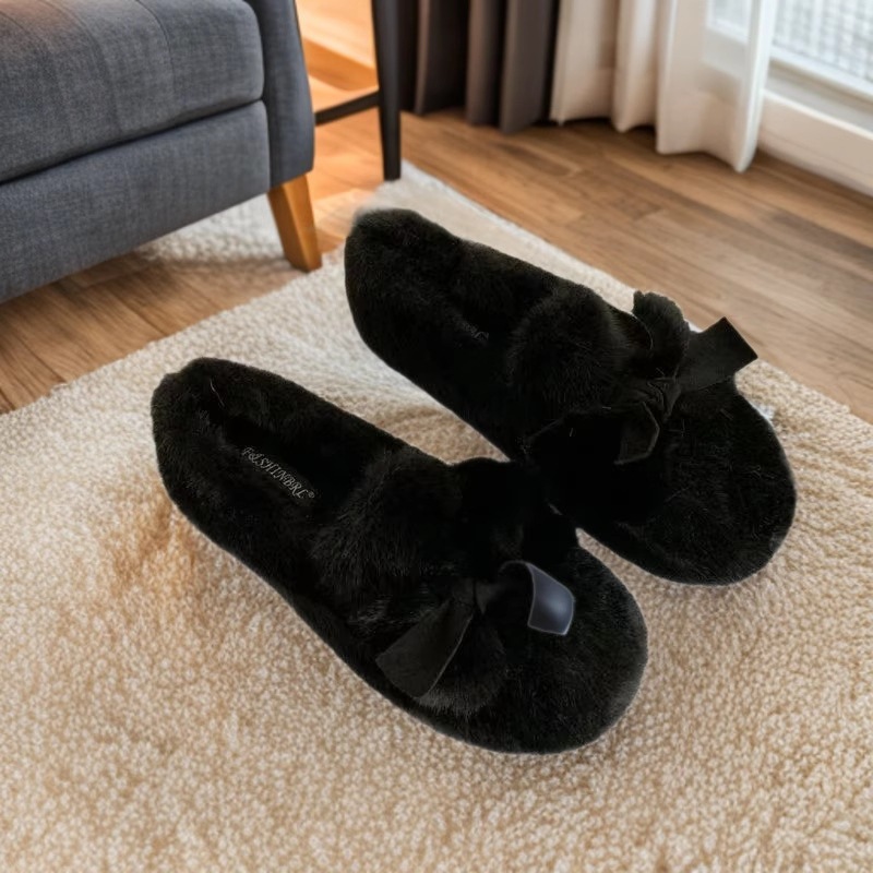 Japanese-Style Leg Warmers Socks Jk Autumn and Winter Soft Girl Bowknot Pom-Pom Plush Single Shoes with Fleece Warm Cotton Shoes Loafers