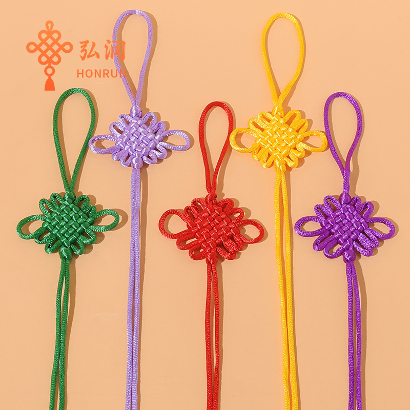 Hand-Woven Chinese Knot No. 5 6 Discs Square Knot Gift Box Pendant Hanging Acrylic Lantern Hanging Rope Tail Line 25cm