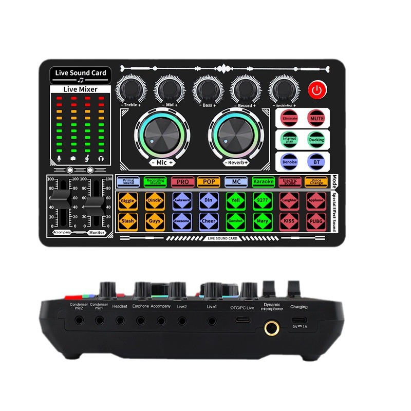 Cross-Border Exclusive Supply of F999 Sound Card Live Broadcast, a Full Set of Karaoke Computers, Mobile Phones and Singing Integrated Classy Mixer Mic