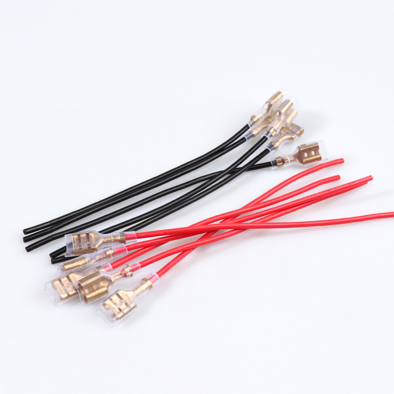 Electric car motorcycle modified horn connection line pure copper 6.3mm plug spring with sheath terminal connection line