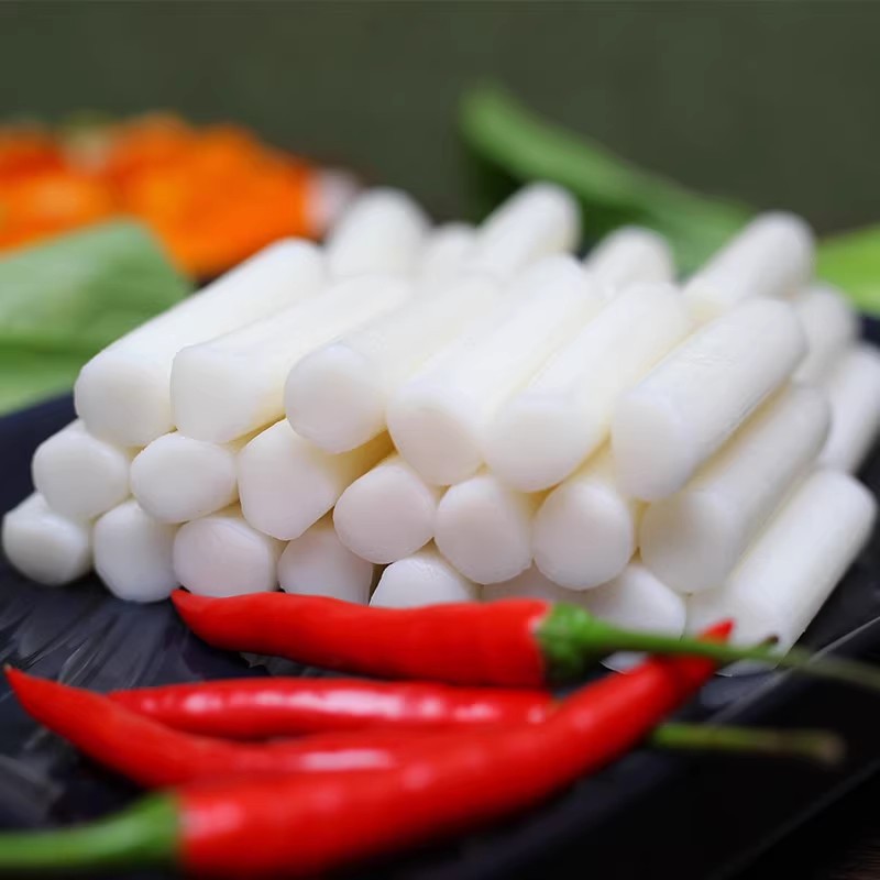 Korean Rice Cake Strips Korean Fried Rice Cake Fried Chicken Hot Pot Rice Cake Water-Milled Vacuum Bagged Catering Wholesale Bag 500g