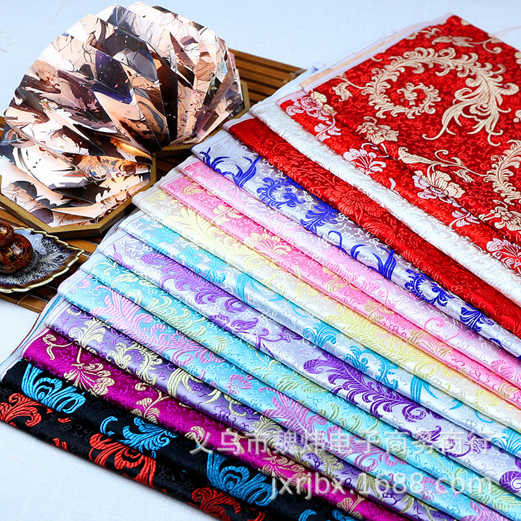 Brocade Fabric, Ancient Han Dynasty, Kimono, Tang Suit, Jacquard Silk Silks and Satins Cheongsam Clothing Fabric, Phoenix Tail Peony Flower