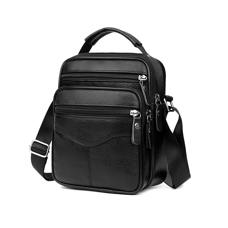 New Foreign Trade Men's Bag, Genuine Leather, Fashionable Single Shoulder and Double Shoulder Bag, First Layer Cowhide Business Bag, Multifunctional Briefcase